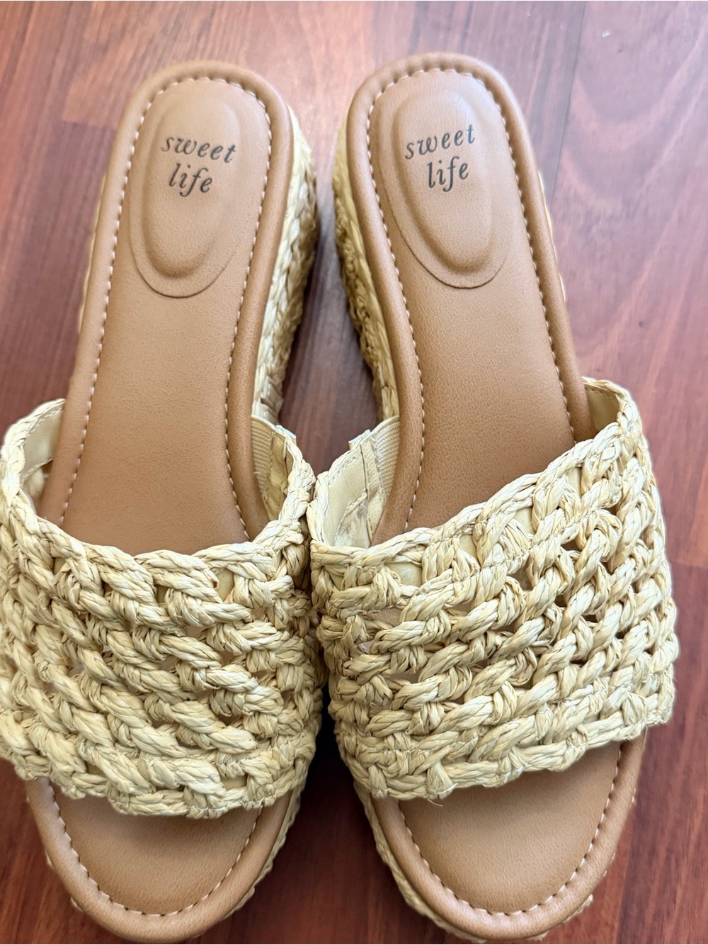 Women's Woven Cream Slide Sandals
